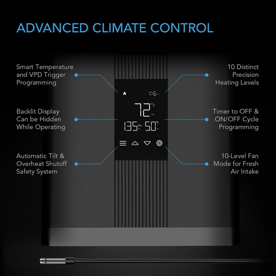 AC Infinity THERMOFORGE T3 – Grzejnik/Ogrzewacz do Roślin, 10 Poziomów Ciepła + Przewód do Namiotu Uprawowego