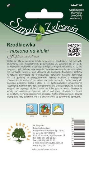 Nasiona kiełków Rzodkiewki 20g