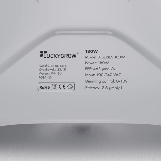 LUCKYGROW X-SERIES 100W 2.6 µmol/J - lampa LED do hodowli roślin | pokrywa max 60x60cm