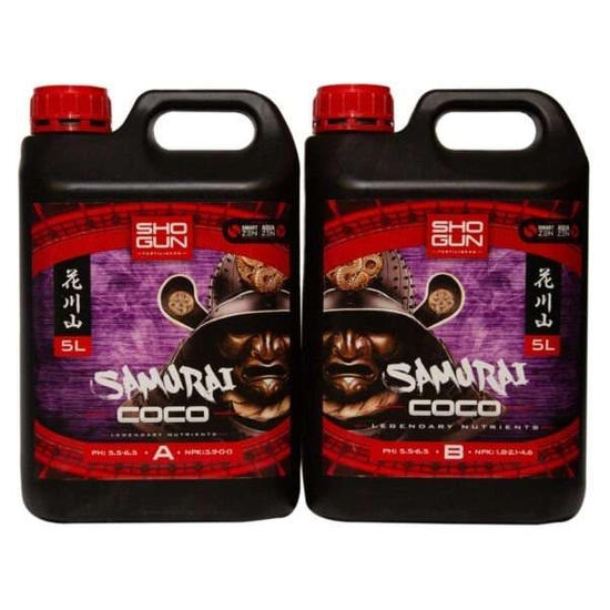 Nawóz Shogun Fertilisers Samurai Coco 2x5L (A&B) - odżywka bazowa do uprawy w kokosie