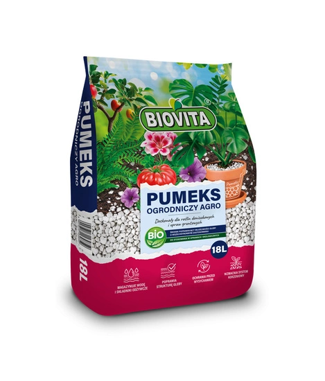 Biovita Pumeks Wulkaniczny Ogrodniczy 4-15mm 18L - rozluźnia i spulchnia podłoże