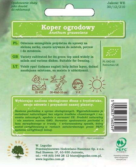 BIO Nasiona Koper ogrodowy 5g