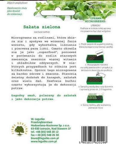 Nasiona Sałaty zielonej Microgreens 1,5g